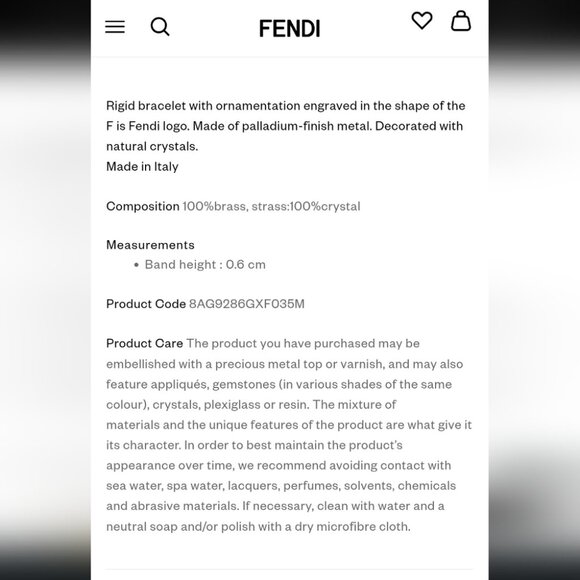 FENDI | F Is Fendi Bracelet silver Crystals Open Cuff - Picture 3 of 7